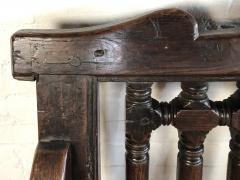 English Charles II Spindle Back 17th Century Oak Settle ca 1650 1670 - 2288730