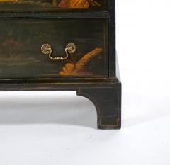 English Chinoiserie Black and Gold Tall Secretary Slant Front Desk - 3076657