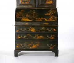 English Chinoiserie Black and Gold Tall Secretary Slant Front Desk - 3076659