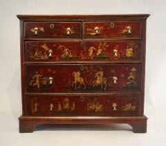 English Chinoiserie Red Japanned Chest of Drawers - 1879583