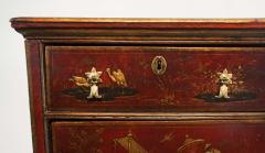 English Chinoiserie Red Japanned Chest of Drawers - 1879584