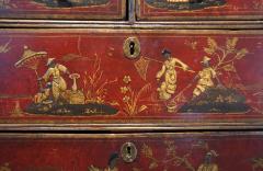 English Chinoiserie Red Japanned Chest of Drawers - 1879586