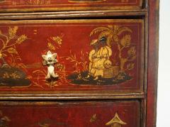 English Chinoiserie Red Japanned Chest of Drawers - 1879588