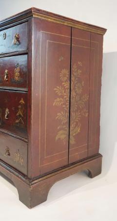 English Chinoiserie Red Japanned Chest of Drawers - 1879591