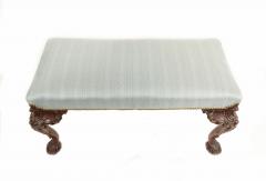 English Chippendale Blue Upholstery Bench - 1420652