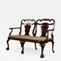 English Chippendale Mahogany Velvet Loveseat - 1483541