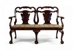English Chippendale Mahogany Velvet Loveseat - 4628692