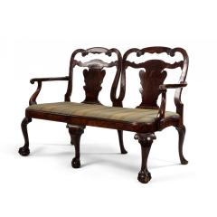 English Chippendale Mahogany Velvet Loveseat - 4642354