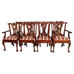 English Chippendale Style Carved Mahogany Ball Claw Dining Chairs Set of 8 - 4463049