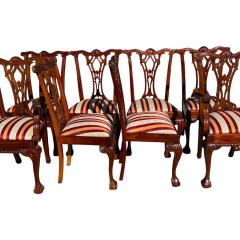 English Chippendale Style Carved Mahogany Ball Claw Dining Chairs Set of 8 - 4463052