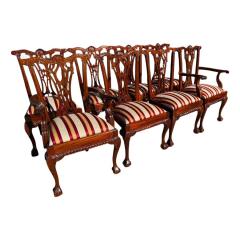 English Chippendale Style Carved Mahogany Ball Claw Dining Chairs Set of 8 - 4464192
