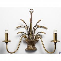 English Country Flower Basket Brass Two Light Sconces - 1545366