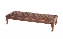 English Country House Tufted Leather Ottoman - 4686818