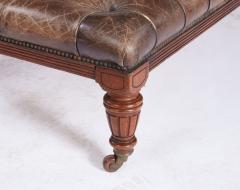 English Country House Tufted Leather Ottoman - 4686819