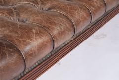 English Country House Tufted Leather Ottoman - 4686820