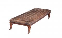 English Country House Tufted Leather Ottoman - 4686824