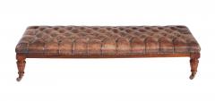 English Country House Tufted Leather Ottoman - 4686825