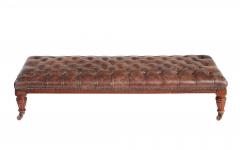 English Country House Tufted Leather Ottoman - 4688914