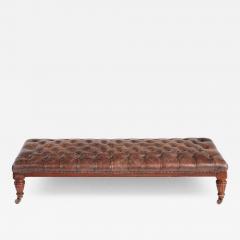English Country House Tufted Leather Ottoman - 4688915