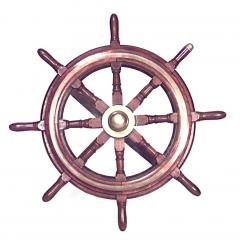 English Country Oak Ship Wheel End Table - 4658608