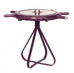 English Country Oak Ship Wheel End Table - 4717588