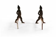 English Country Style Figural Iron Fireplace Andirons - 4517549