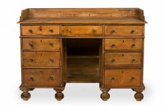 English Country Style Pine Wood Kneehole Desk - 4170162