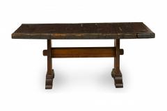 English Country style Oak Trestle and Iron Dining Table - 2800711