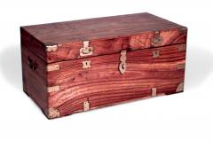 English Country style camphor wood floor trunk with brass trim - 4664971