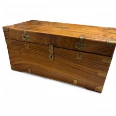English Country style camphor wood floor trunk with brass trim - 4664972