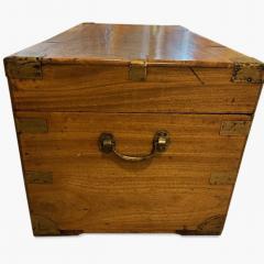 English Country style camphor wood floor trunk with brass trim - 4664974