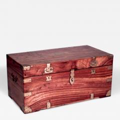 English Country style camphor wood floor trunk with brass trim - 4692587