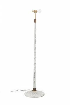 English Cut Crystal Glass Floor Lamp with Pleated Swirl Fringed Shade - 4170459