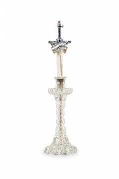 English Cut Crystal Glass Table Lamp in a Geometric Design with Pleated Shade - 4171048