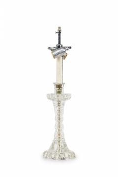 English Cut Crystal Glass Table Lamp in a Geometric Design with Pleated Shade - 4171050