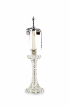 English Cut Crystal Glass Table Lamp in a Geometric Design with Pleated Shade - 4171051