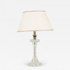 English Cut Crystal Glass Table Lamp in a Geometric Design with Pleated Shade - 4196057