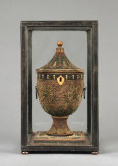 English Decorated Rolled Paper Tea Caddy in its Original Chinese Display Case - 1301904