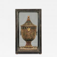 English Decorated Rolled Paper Tea Caddy in its Original Chinese Display Case - 1303941