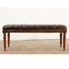 English Early 20th Century Tufted Leather Bench - 3180668