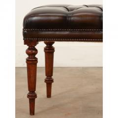 English Early 20th Century Tufted Leather Bench - 3180687