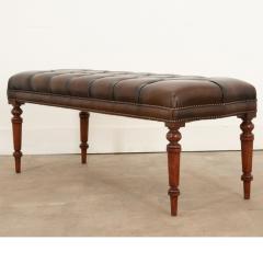 English Early 20th Century Tufted Leather Bench - 3180707