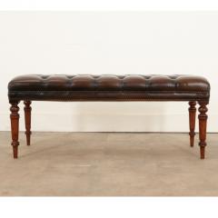 English Early 20th Century Tufted Leather Bench - 3180721