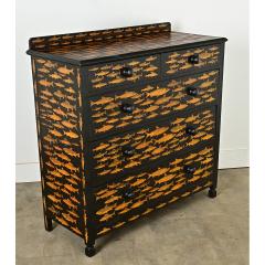 English Ebonized Fish Motif Decoupage Chest - 3807717