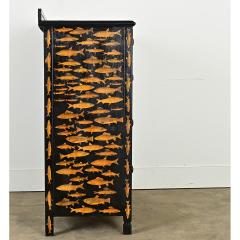 English Ebonized Fish Motif Decoupage Chest - 3807738