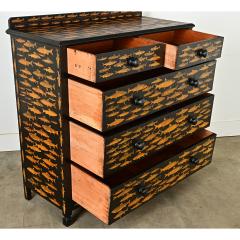 English Ebonized Fish Motif Decoupage Chest - 3807740