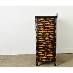English Ebonized Fish Motif Decoupage Chest - 3807744