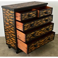 English Ebonized Fish Motif Decoupage Chest - 3807746