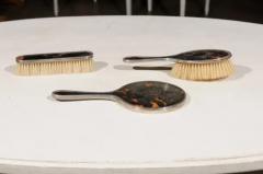 English Edwardian 1900s Silver Dressing Table Mirror Hair and Clothes Brushes - 3422774