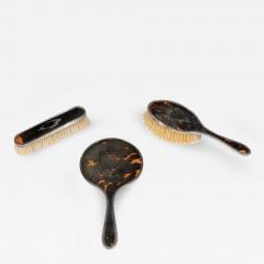 English Edwardian 1900s Silver Dressing Table Mirror Hair and Clothes Brushes - 3431441